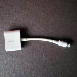 Belkin RockStar Lightning Audio Cable and Charger for iPhone White - New No Box